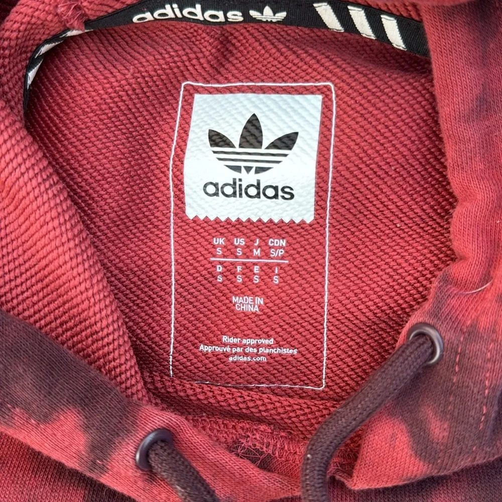 Adidas Skateboarding Men's Red Tie Dye Hoodie Sweatshirt Size Small - Picture 3 of 13